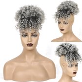 Afro High Buns with Bangs - Grey