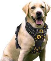 Bitcoin hondentuigje - voor middelgrote honden - maat M - no pull - anti trek - reflecterend - hoeft niet over het hoofd aangetrokken te worden
