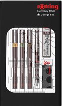 rOtring Isograph-pennenset technische pen en vulpotlood Collegeset | 3 pennen (0,2 mm, 0,3 mm, 0,5 mm) en mechanisch vulpotlood (0,5 mm) plus accessoires | 9 stuks