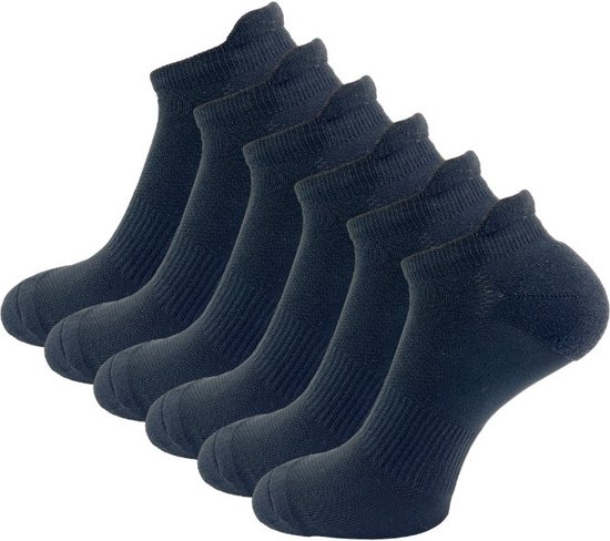 6 paires de Chaussettes basses de course à compression - Zwart - Taille 43-46