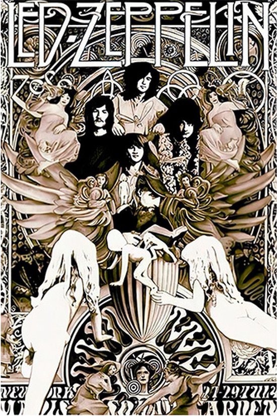 Signs-USA - Plaque murale Musique - métal - Led Zeppelin - Noir White - 20 x 30 cm