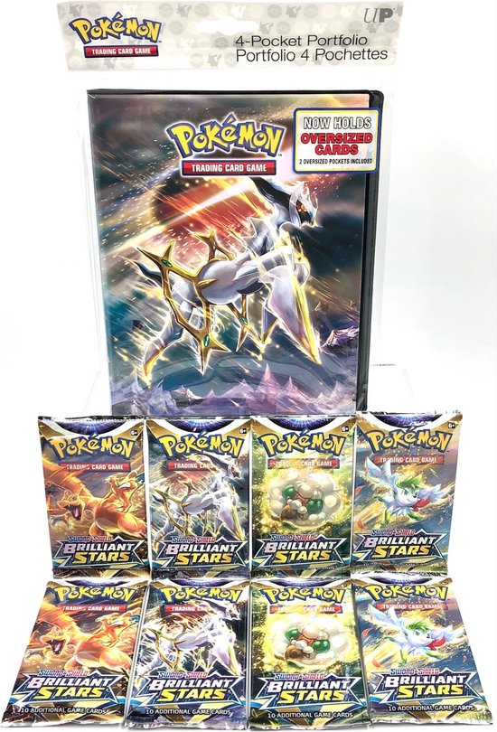 Afbeelding van het spel Pokémon TCG - Brilliant Stars 8x Boosterpack + Verzamelmap 4 Pocket (A5)