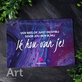 Unieke paarse kunstkaart - gevouwen wenskaart voor Geliefde - Art by Daan