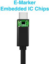 NÖRDIC USBC-N1015 USB-C naar USB-C kabel - USB3.2 Gen2 - PD100W - 10Gbps - E-marker - Gevlochten Nylonkabel - 3m - Zwart