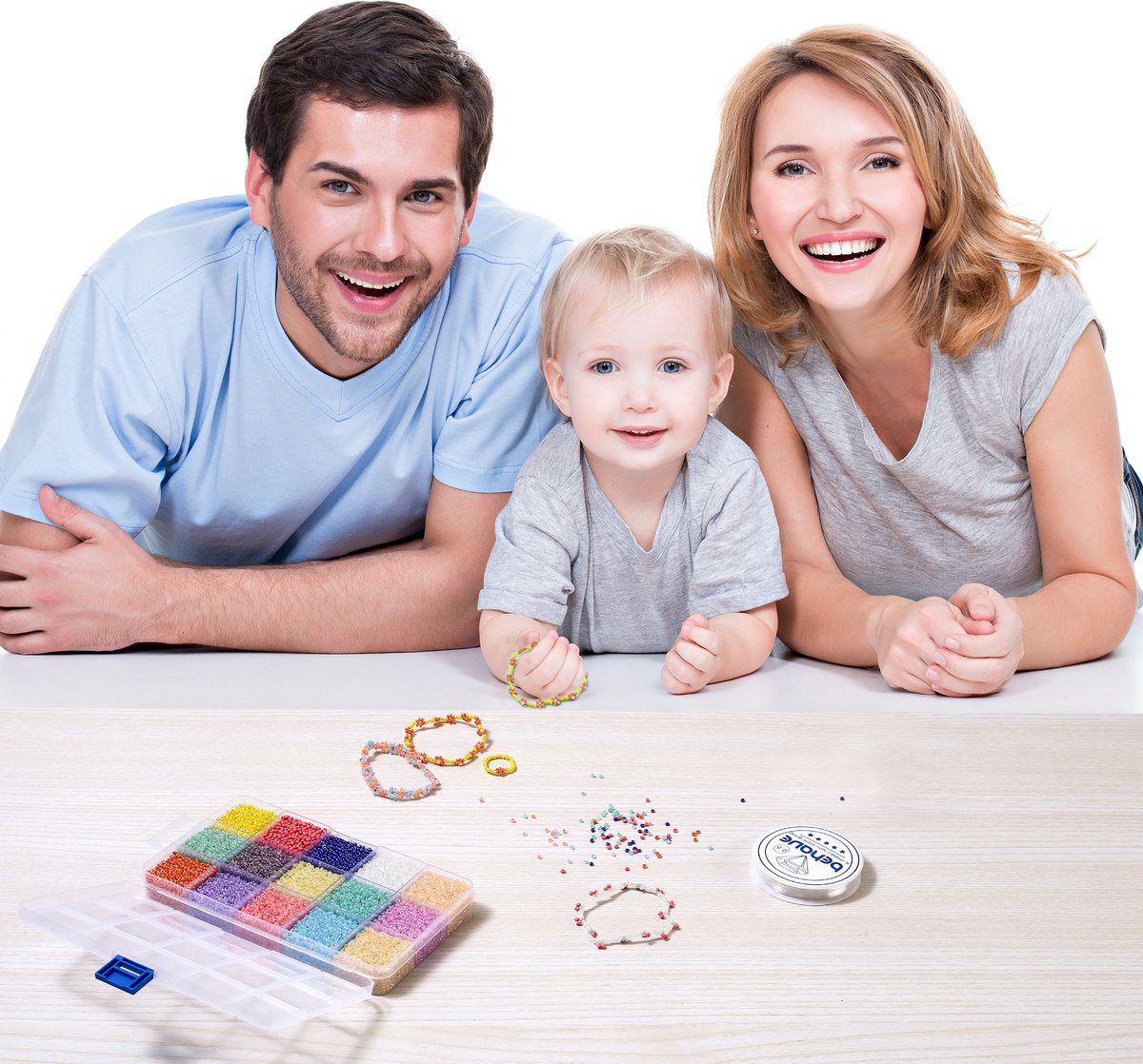 Behave 15000 Glaskralen Set - DIY Sieraden maken - Kralen Set - Rocailles - Rijgdraad - 15 Pastel Kleuren - 2mm — afbeelding 2