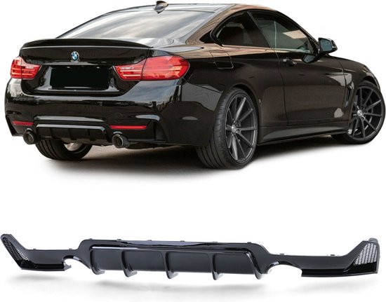 Zwarte achterbumper diffuser met M-look, passend op BMW 4 Serie F32/F33/F36.
