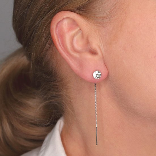 ARLIZI 1877 Boucles D'oreilles Pull Through Cristal Swarovski Transparent - Argent Massif