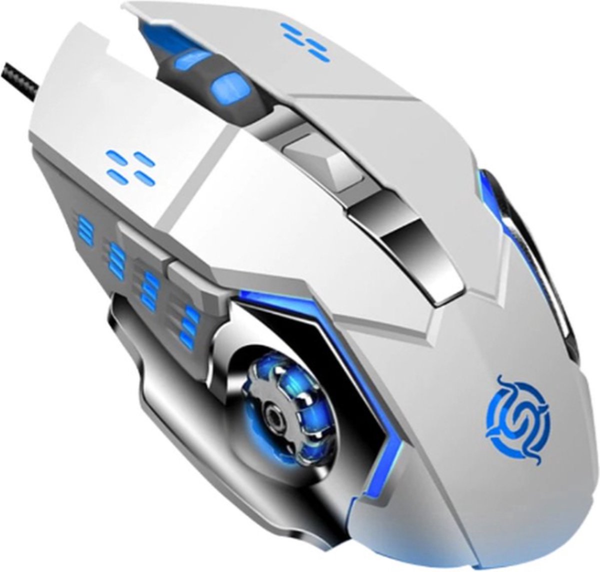 Elementkey M4 – USB Bedraad Gaming Muis - LED - 6 knoppen - 3200 DPI - USB Optische Ergonomische Muis – Wit