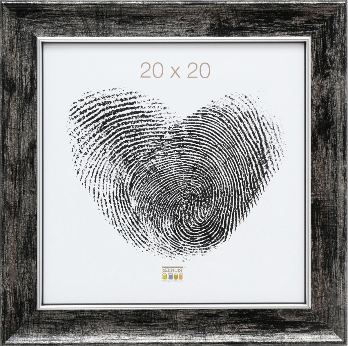 Deknudt Frames fotolijst S46EE2 - zwart met zilver biesje -20x20 cm
