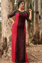 HASVEL - Party dress roos -groote maat feest jurken-maat 7XL-Galajurk- Lace dress- kanten jurk- HASVEL - Red Party dress -plus size party dress-size 7XL-Prom dress-Lace dress- lace dress