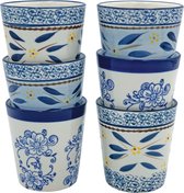 Lavandoux - Mokken - Ceramic - Old World/Floral Lace Blue - 180 ml - set van 6