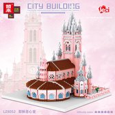 Lezi Pink Church of the Sacred Heart of Jesus - Nanoblocks / miniblocks - Bouwset / 3D puzzel - 7017 bouwsteentjes - Lezi LZ8052
