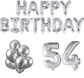 54 jaar Verjaardag Versiering Ballon Pakket Zilver
