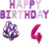 4 jaar Verjaardag Versiering Ballon Pakket Pastel & Roze