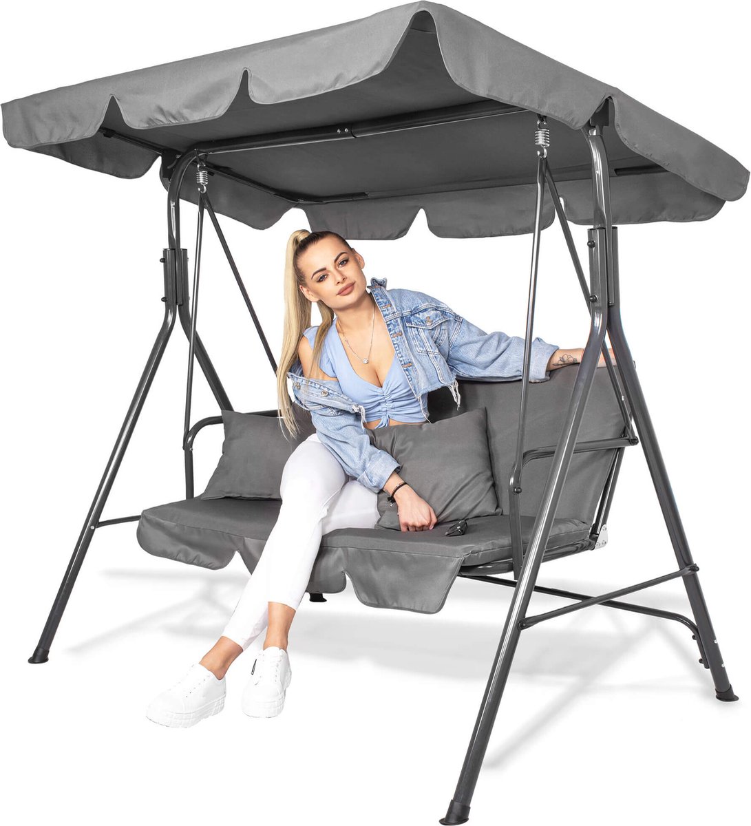 Springos - Schommelbank Luna - 3-zits - Grijs - 170 x 110 x 150 cm — afbeelding 31