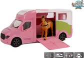 Kids Globe Die Cast Paardentruck roze 20 cm met L+G