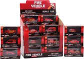 Brandweer voertuigen 1:64 in display 6 assorti