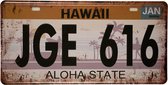 Kenteken plaat Hawaii - Hawaï - Metalen bordje - Metalen bord - Wandbord - 15 x 30cm - Uniek - Snelle levering - Cave & Garden