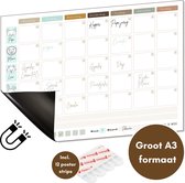 Magnetische Whiteboard Weekplanner Maandplanner Dagritmeplanner en Familieplanner in één - 42 x 30 cm x 0.9 mm - Met Posterstrips