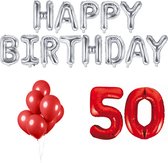 50 jaar Verjaardag Versiering Ballon Pakket Rood & Zilver