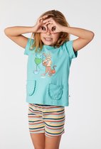 Woody pyjama meisjes/dames - zeegroen - mandrill aap - 221-1-PSG-S/717 - maat 104