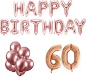 60 jaar Verjaardag Versiering Ballon Pakket Rosé Goud