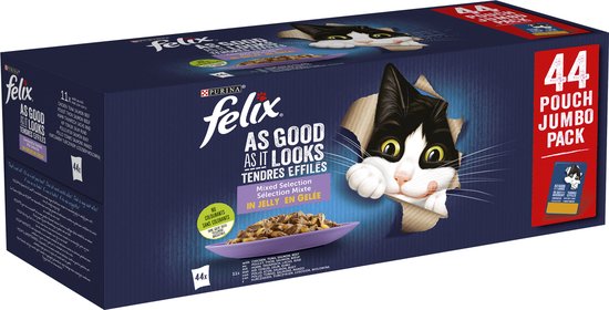 Felix elke dag feest mix selectie in gelei - katten natvoer - 44 x 85g
