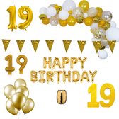 19 jaar Verjaardag Versiering Pakket Goud XL