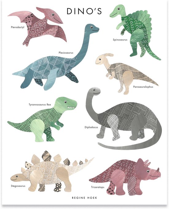Poster - Dinosaurus poster 40x50cm - dinoposter - kinderkamer - dino poster