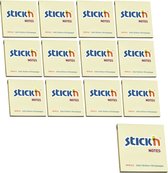 Value Pack: Stick'n pense-bête, blocs-notes, 76x76 mm, jaune pastel, 100 feuilles / bloc, 12 blocs
