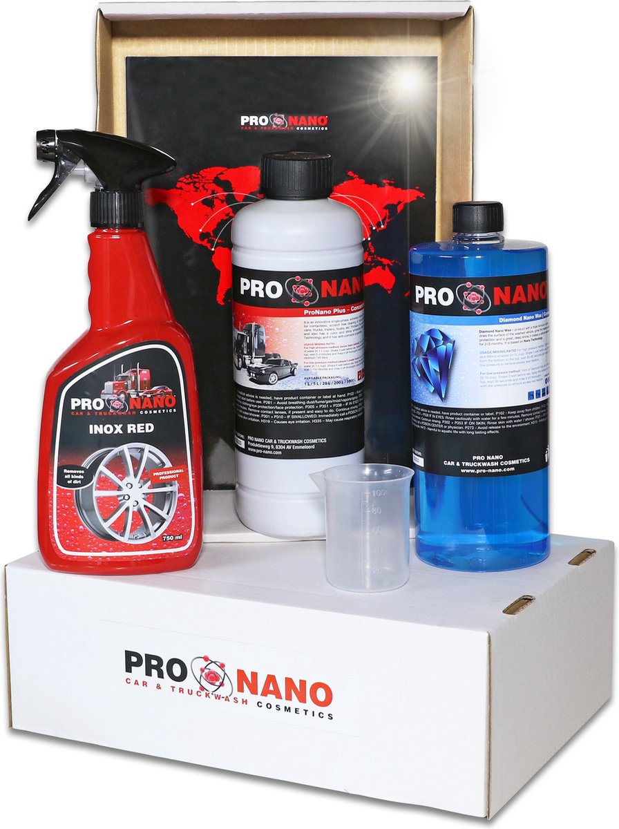 ProNano | Pro Nano Starterspakket Inox Red | CONTACTLOOS WASSEN! NANO TECHNOLOGIE | Direct aan de slag met uw auto of truck! Dat kan met het ProNano Starterspakket Inox Red.