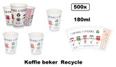 500x Koffie beker Recycle New world 180ml - next generation - Koffiebeker thee drank drinken mel suiker festival kantoor