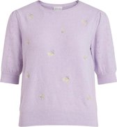 Vila Trui Visophia O-neck  Knit Top/su/ln 14072843 Pastel Lilac/flower Emb Dames Maat - S