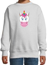 Cartoon eenhoorn trui grijs voor jongens en meisjes - Kinderkleding / dieren sweaters kinderen 98/104