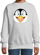 Cartoon pinguin trui grijs voor jongens en meisjes - Kinderkleding / dieren sweaters kinderen 134/146