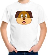Cartoon hond t-shirt wit voor jongens en meisjes - Kinderkleding / dieren t-shirts kinderen 122/128