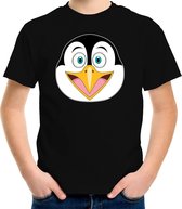 Cartoon pinguin t-shirt zwart voor jongens en meisjes - Kinderkleding / dieren t-shirts kinderen 158/164
