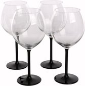 Royal leerdam altom design 4 exclusieve gin tonic glazen met zwarte onyx voet - 700ml - Cocktail glas - Premium glazen