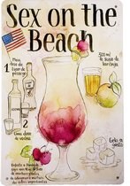 Sex on the beach - Metalen bord - Cocktails - Wandbord - 20 x 30cm - Drank - Metalen decoratie - UV bestendig - Metalen borden - Eco vriendelijk - Cadeau - Wandborden - Bar decorat