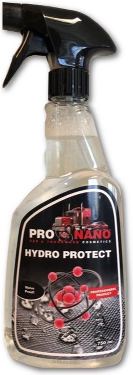 ProNano | Pro Nano Hydro Protect 750ml | Nano Technologie | hoge concentratie van werkzame stoffen gecombineerd met de extreem effectieve eigenschappen van onze ‘Nano Technology’. Het product maakt het behandelde oppervlak water,- en vuil afstotend.