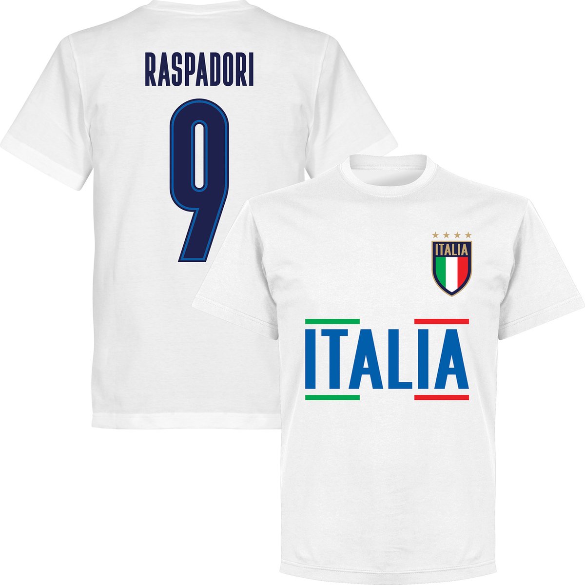 Italië Squadra Azzurra Raspadori 9 Team T-Shirt - Wit - Kinderen - 98