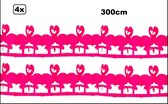 4x Slinger Flamingo 300cm papier roze - Thema feest zomer festival zomer verjaardag