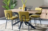 Eettafel Tim met matrix poot 220x100x76 cm acaciahout en metaal