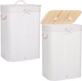 Springos Wasmand | 100L | Bamboe | Wit/Beige