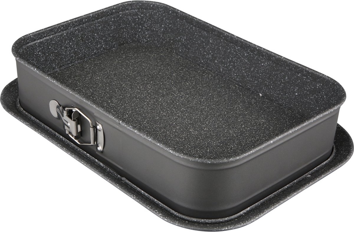 Altom design rechthoekige springvorm met opstaande rand 34 x 24 x 8 cm - Bakblik - Bakvorm - Zwart