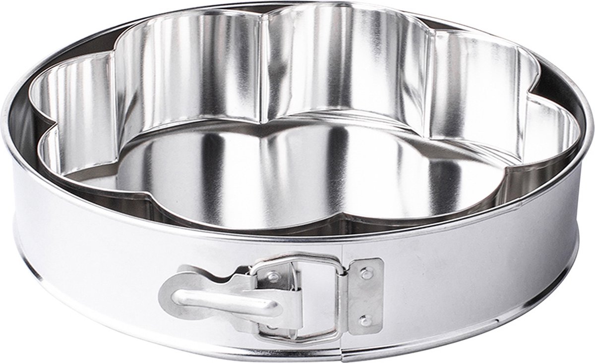 Tortownica ronde springvorm 24 cm met bloemvormige bakinleg - Bakvorm - Bakblik - Ø 24 cm - Zilver