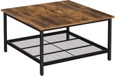 MIRA Home - Tafel - Woonkamer - Industrieel - Bruin/zwart - 80x80x45