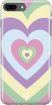 Retro Heart Pastel - iPhone Transparant Case - Hoesje met hartje pastel kleuren - Blauw / Paars / Roze / Groen - Siliconen hoesje geschikt voor iPhone 8 / 7 / SE 2022 / SE 2020