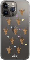 xoxo Wildhearts case voor iPhone 13 Pro - Rock Hands Dark - xoxo Wildhearts Transparant Case