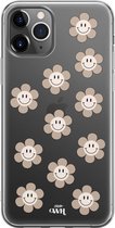 xoxo Wildhearts case voor iPhone 11 Pro - Smiley Flowers Nude - xoxo Wildhearts Transparant Case